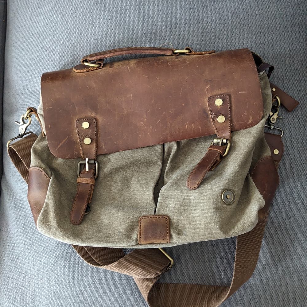 Stylish Brown and Green Men's Bag